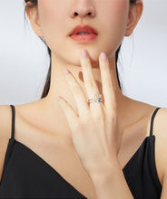 Load image into Gallery viewer, Stone Studded Evil Eye with Lashes Silver Ring - Ring6