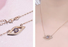 Load image into Gallery viewer, Stone Studded Eye Shaped Evil Eye Silver Necklaces - NecklaceRose Gold