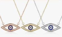 Load image into Gallery viewer, Stone Studded Eye Shaped Evil Eye Silver Necklaces - NecklaceSilver
