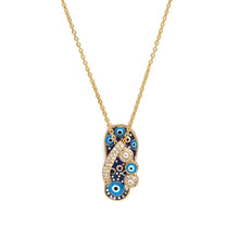 Load image into Gallery viewer, Studded Blue Slippers Shaped Evil Eye Pendant Necklace - Jewellery