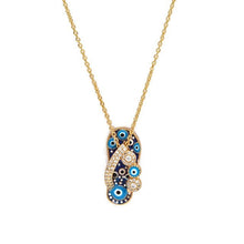 Load image into Gallery viewer, Studded Blue Slippers Shaped Evil Eye Pendant Necklace - Jewellery