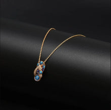 Load image into Gallery viewer, Studded Blue Slippers Shaped Evil Eye Pendant Necklace - Jewellery