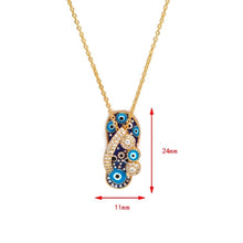 Load image into Gallery viewer, Studded Blue Slippers Shaped Evil Eye Pendant Necklace - Jewellery