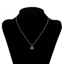 Load image into Gallery viewer, Studded Blue Stone Golden Eye Lashes Evil Eye Pendant Necklace - Jewellery