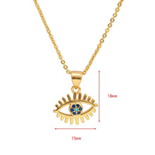 Load image into Gallery viewer, Studded Blue Stone Golden Eye Lashes Evil Eye Pendant Necklace - Jewellery