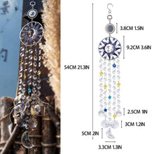 Load image into Gallery viewer, Sun, Moon, and Stars Evil Eye Wall Hanging with Transparent Suncatcher Crystals - Wall Hanging