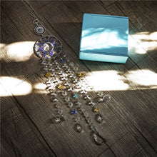 Load image into Gallery viewer, Sun, Moon, and Stars Evil Eye Wall Hanging with Transparent Suncatcher Crystals - Wall Hanging