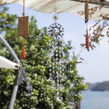 Load image into Gallery viewer, Sun, Moon, and Stars Evil Eye Wall Hanging with Transparent Suncatcher Crystals - Wall Hanging