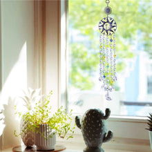 Load image into Gallery viewer, Sun, Moon, and Stars Evil Eye Wall Hanging with Transparent Suncatcher Crystals - Wall Hanging