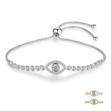 Load image into Gallery viewer, Transparent Stone Eye Shaped Evil Eye Silver Bracelets - BraceletSilver