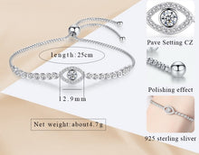 Load image into Gallery viewer, Transparent Stone Eye Shaped Evil Eye Silver Bracelets - BraceletRose Gold