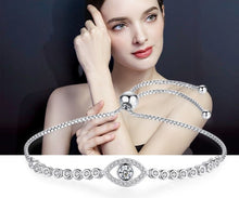 Load image into Gallery viewer, Transparent Stone Eye Shaped Evil Eye Silver Bracelets - BraceletRose Gold
