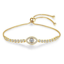 Load image into Gallery viewer, Transparent Stone Eye Shaped Evil Eye Silver Bracelets - BraceletGold