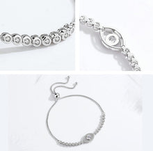 Load image into Gallery viewer, Transparent Stone Eye Shaped Evil Eye Silver Bracelets - BraceletRose Gold
