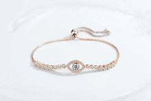 Load image into Gallery viewer, Transparent Stone Eye Shaped Evil Eye Silver Bracelets - BraceletRose Gold