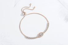 Load image into Gallery viewer, Transparent Stone Eye Shaped Evil Eye Silver Bracelets - BraceletRose Gold