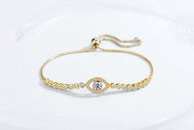 Load image into Gallery viewer, Transparent Stone Eye Shaped Evil Eye Silver Bracelets - BraceletRose Gold