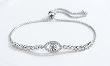 Load image into Gallery viewer, Transparent Stone Eye Shaped Evil Eye Silver Bracelets - BraceletRose Gold