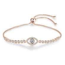 Load image into Gallery viewer, Transparent Stone Eye Shaped Evil Eye Silver Bracelets - BraceletRose Gold