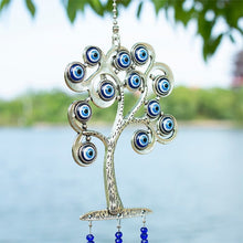 Load image into Gallery viewer, Tree of Life with Evil Eyes Wall Hanging with Suncatcher Crystals - Wall Hanging