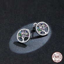 Load image into Gallery viewer, Tree of Life with Multicolor Stones Silver Earrings - Earrings