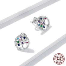 Load image into Gallery viewer, Tree of Life with Multicolor Stones Silver Earrings - Earrings