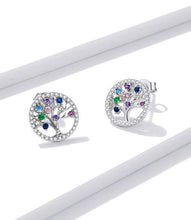Load image into Gallery viewer, Tree of Life with Multicolor Stones Silver Earrings - Earrings