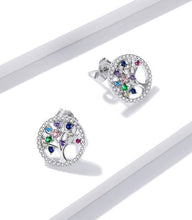 Load image into Gallery viewer, Tree of Life with Multicolor Stones Silver Earrings - Earrings
