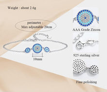 Load image into Gallery viewer, Triple Blue Stone Evil Eyes Silver Bracelet - Bracelet