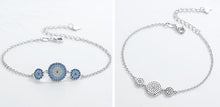 Load image into Gallery viewer, Triple Blue Stone Evil Eyes Silver Bracelet - Bracelet
