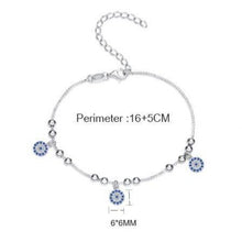 Load image into Gallery viewer, Triple Drop Evil Eye Silver Bracelet - Bracelet