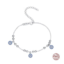 Load image into Gallery viewer, Triple Drop Evil Eye Silver Bracelet - Bracelet