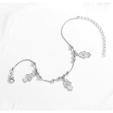 Load image into Gallery viewer, Triple Drop Hamsa Hand Silver Bracelet - Bracelet