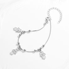 Load image into Gallery viewer, Triple Drop Hamsa Hand Silver Bracelet - Bracelet