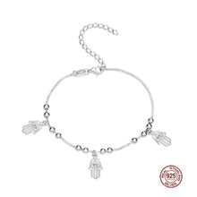 Load image into Gallery viewer, Triple Drop Hamsa Hand Silver Bracelet - Bracelet