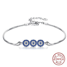 Load image into Gallery viewer, Triple Evil Eyes Double Silver Chain Bracelet - Bracelet