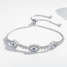 Load image into Gallery viewer, Triple Eye Shaped Evil Eyes Silver Bracelet - Bracelet