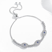 Load image into Gallery viewer, Triple Eye Shaped Evil Eyes Silver Bracelet - Bracelet
