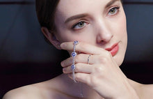 Load image into Gallery viewer, Triple White Stone Evil Eyes Silver Bracelets - BraceletGold