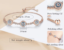 Load image into Gallery viewer, Triple White Stone Evil Eyes Silver Bracelets - BraceletGold