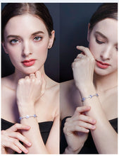 Load image into Gallery viewer, Triple White Stone Evil Eyes Silver Bracelets - BraceletGold