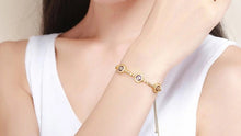 Load image into Gallery viewer, Triple White Stone Evil Eyes Silver Bracelets - BraceletGold