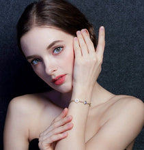 Load image into Gallery viewer, Triple White Stone Evil Eyes Silver Bracelets - BraceletGold