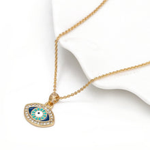 Load image into Gallery viewer, Turquoise and Dark Blue Eye Shaped Evil Eye Pendant Necklace - Jewellery