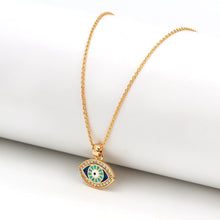 Load image into Gallery viewer, Turquoise and Dark Blue Eye Shaped Evil Eye Pendant Necklace - Jewellery