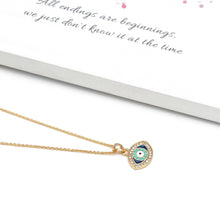 Load image into Gallery viewer, Turquoise and Dark Blue Eye Shaped Evil Eye Pendant Necklace - Jewellery