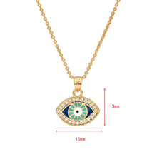 Load image into Gallery viewer, Turquoise and Dark Blue Eye Shaped Evil Eye Pendant Necklace - Jewellery