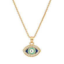 Load image into Gallery viewer, Turquoise and Dark Blue Eye Shaped Evil Eye Pendant Necklace - Jewellery