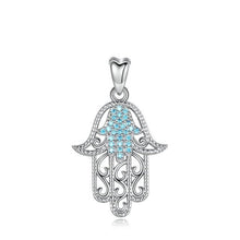 Load image into Gallery viewer, Turquoise and Silver Dual Hamsa Hand Silver Pendant and Necklace - NecklaceOnly Pendant