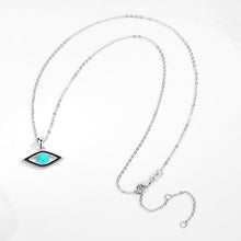 Load image into Gallery viewer, Turquoise Opal Eye Shaped Evil Eye Silver Necklace - Necklace
